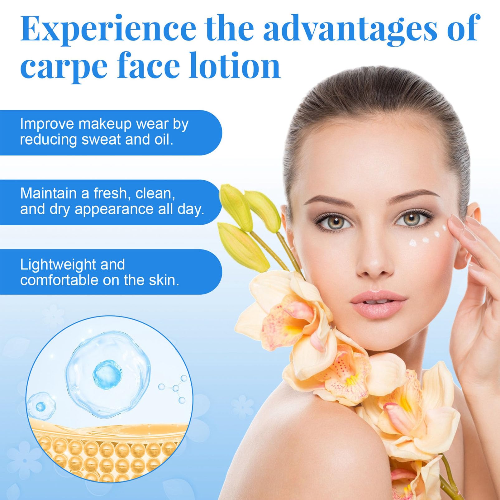 Loción facial absorbente de sudor, antitranspirante fuerte sudoración para pieles grasas cara, pecho, axilas y espalda, loción antitranspirante para bloquear el sudor en la cara