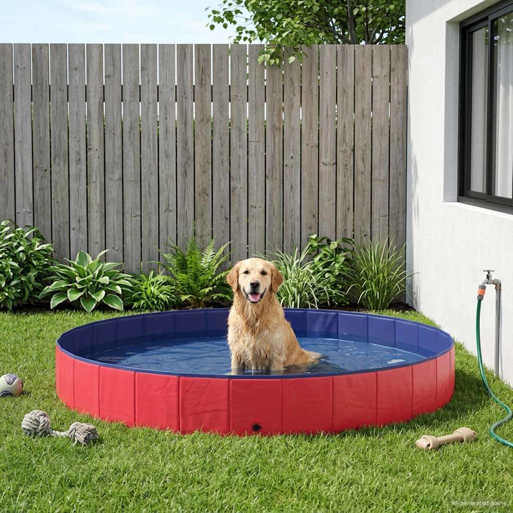 Hundepool Ø300 cm faltbar, stabiles Schwimmbecken für große Hunde, robuste PVC Hundebadewanne für Garten und Außenbereich, Hundeschwimmbecken klappbar