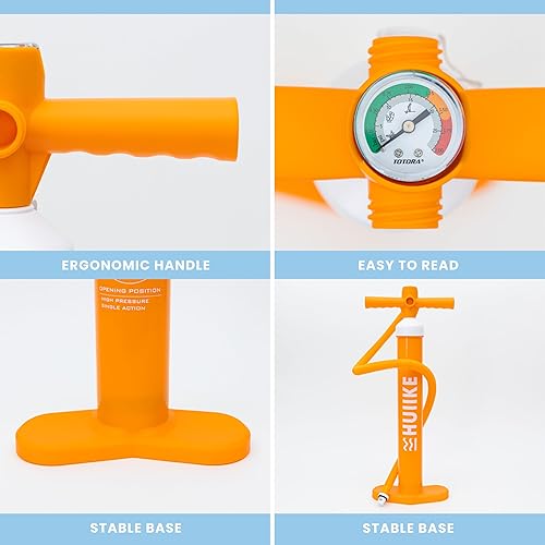Miniatura 4 de HUIIKE Bomba manual de tabla de remo con bomba manual de doble acción de 15 PSI, bomba de mano estable para paddleboard, bomba de mano de