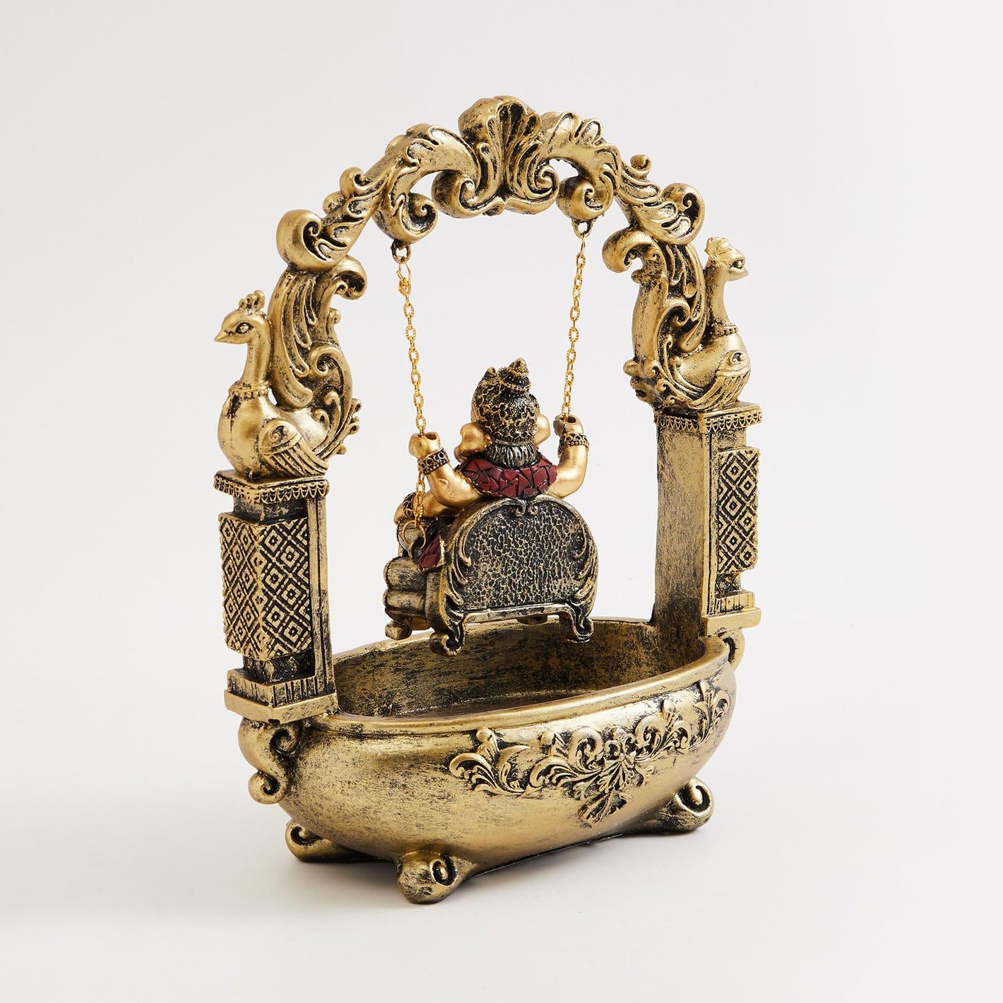 Karigaari Seigneur indien Ganesha Murti On Jhula, pièce maîtresse religieuse décorative pour décoration d'intérieur, chambre Pooja, temple et cadeau de pendaison de crémaillère