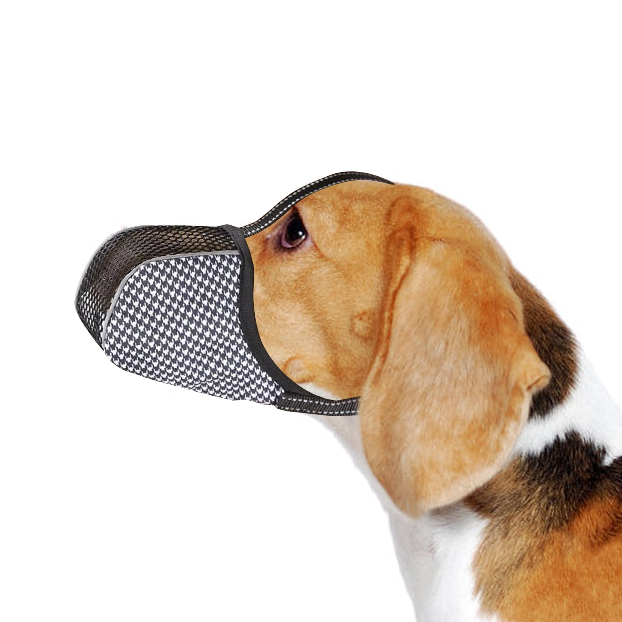 Dog Muzzle Medium Sized Dogs Anti Bite Bark Soft Air Mesh Muzzles Reflective Ajustable Full Coverage Dog Mouth Guard Cover for Grooming Scavenging Black M