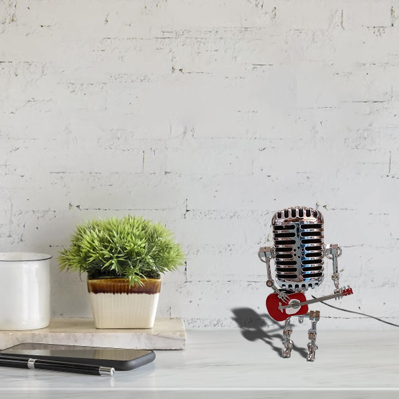 Gitaarlamp Vintage Microfoon Gitaar Robot Lamp Met Dimmer