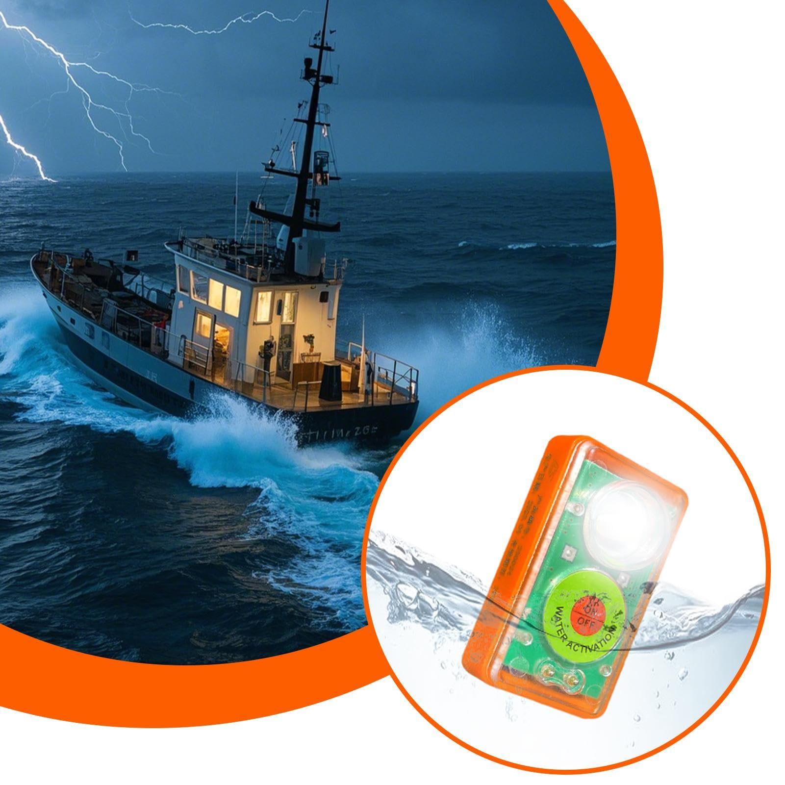 LETROBILES LED Lumière activée par l'eau - Locateur de survie automatique portable - Équipement de sauvetage à faisceau haute intensité, dispositif de sécurité maritime