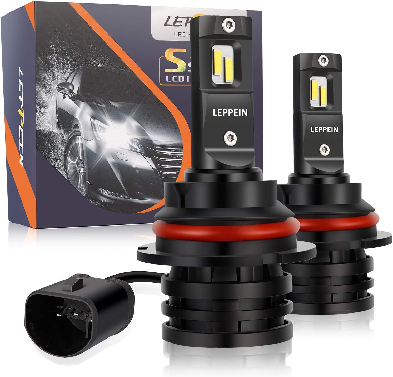9007/HB5 LED Headlight Bulbs Conversion Kit leppein S Series Dual Hi/Lo Beam 24xCREE Chips 6500K 6000LM Cool White Halogen Replacement-1 Pair