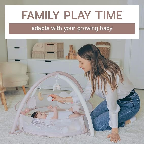 Aila+Aiden 6-in-1 XL Play Mat & Play Gym, Baby Gym, Baby Activity Gym, Sensory Exploration and Motor Skill Development Toys (Blush)