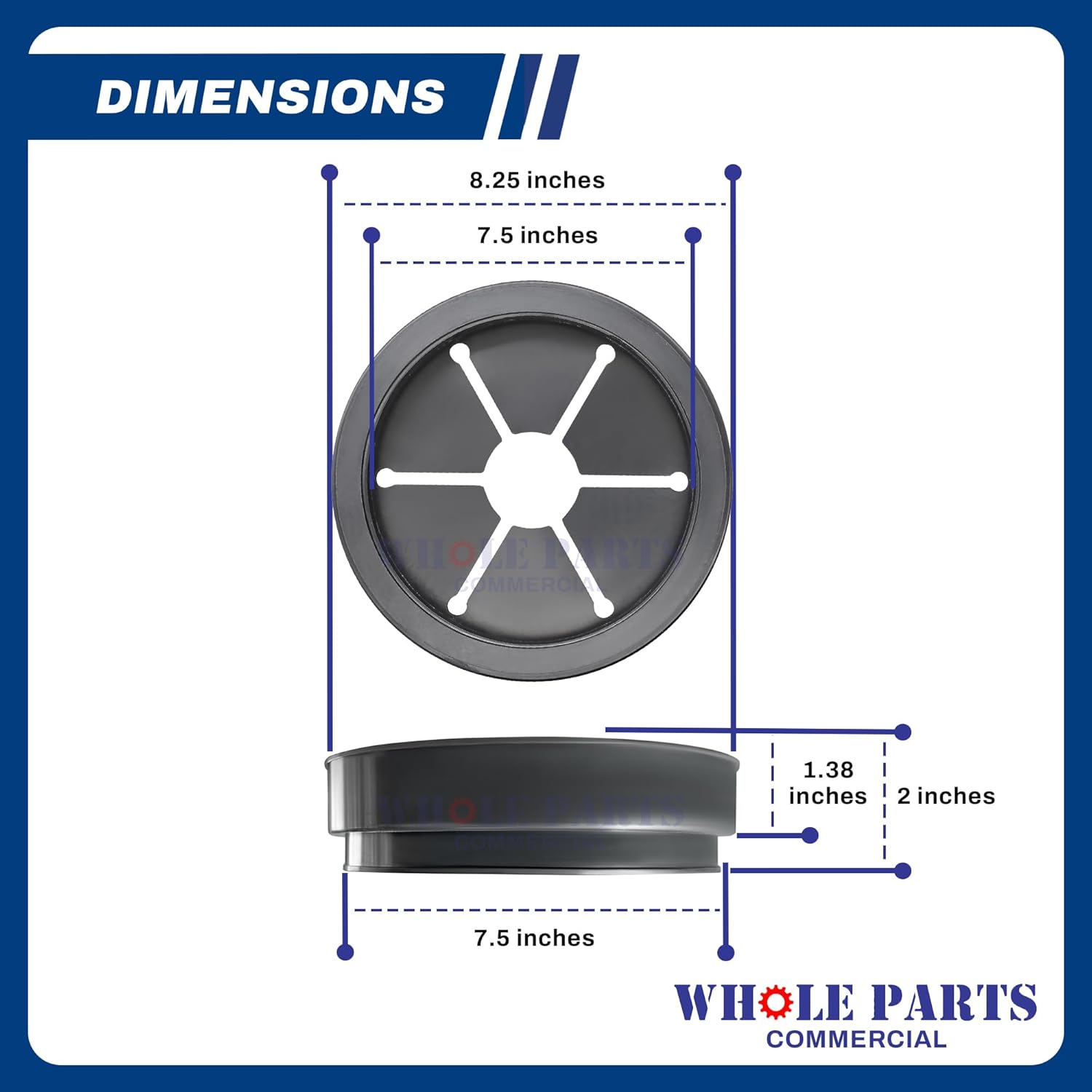 Whole Parts Disposer Splash Guard Baffle Part# 2357A - Replacement and Compatible with Some Salvajor Disposers