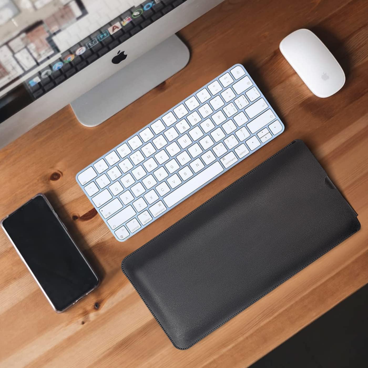 CaseBuy PU Leather Magic Keyboard Case Sleeve for 2025 2024 2023 2021 Apple iMac 24 inch M4 M3 M1 Magic Keyboard w/Out Touch ID A2449 A2450 Keyboard Cover Protective Pouch -Black - Image 5