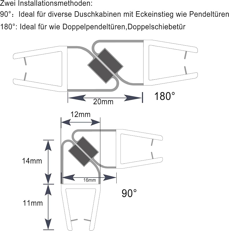 KOOBON Mágneses Zuhanykabin Tömítés 2db 100cm Üvegajtóhoz 6-8mm - 100cm Gerade für 6mm/ 7mm/ 8mm, 2 Sets (4 Pieces)