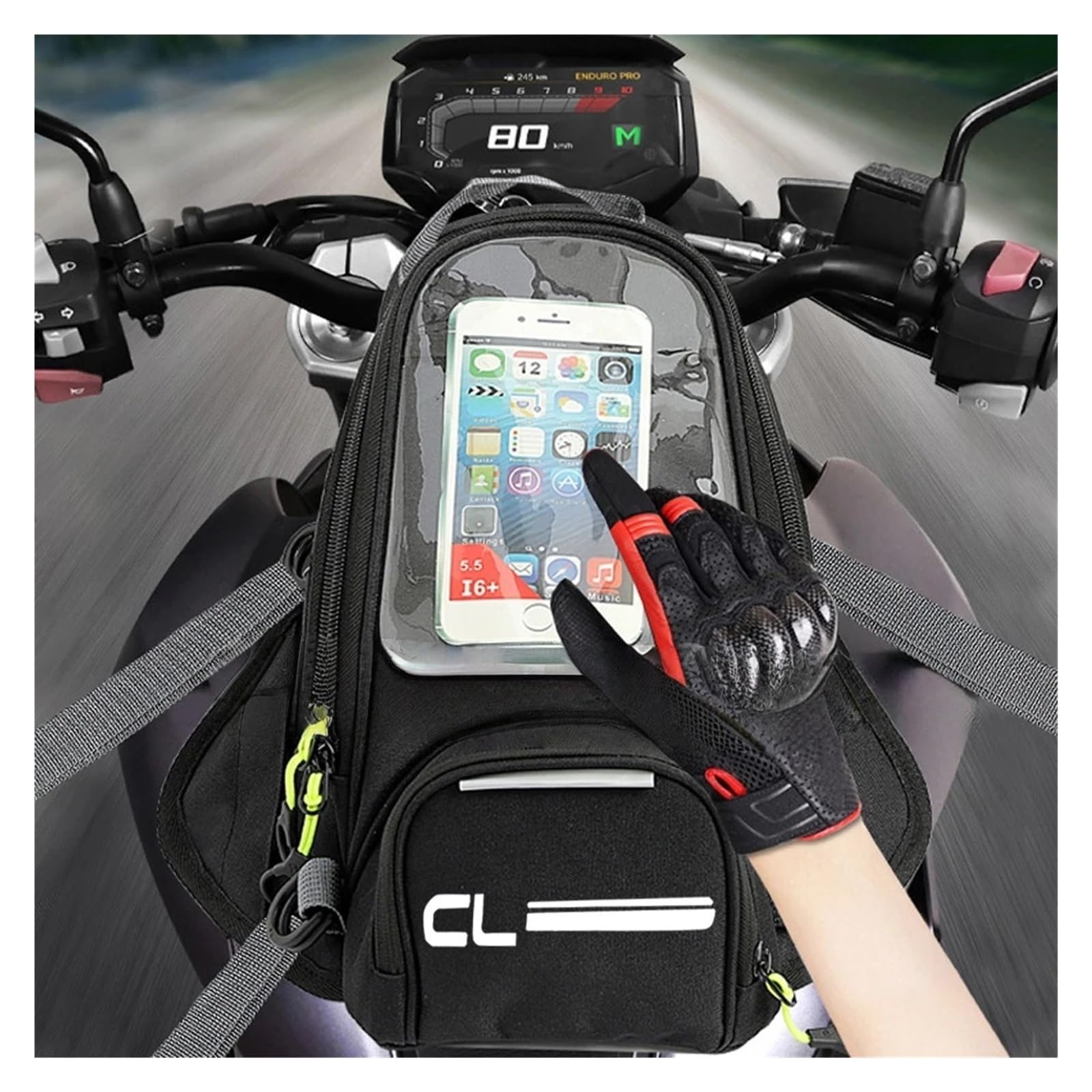 Sacoche Réservoir Tactile pour CL500 CL Sacoche De Réservoir pour Moto Magnétique Tactile Sac Protection pour(L)