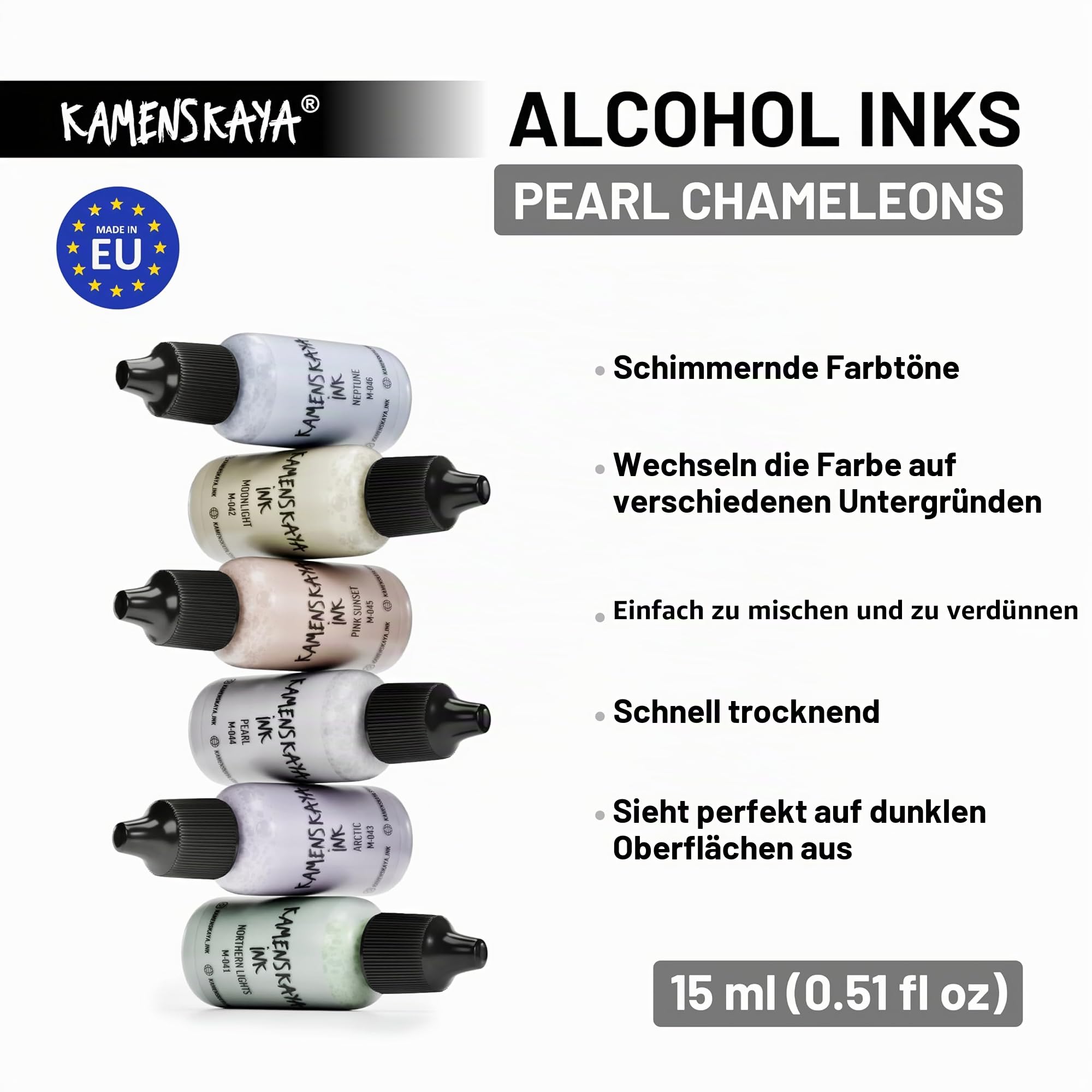 KAMENSKAYA Pearl Alkoholtinten-Set, 6 Alkoholtinten, je 15 ml