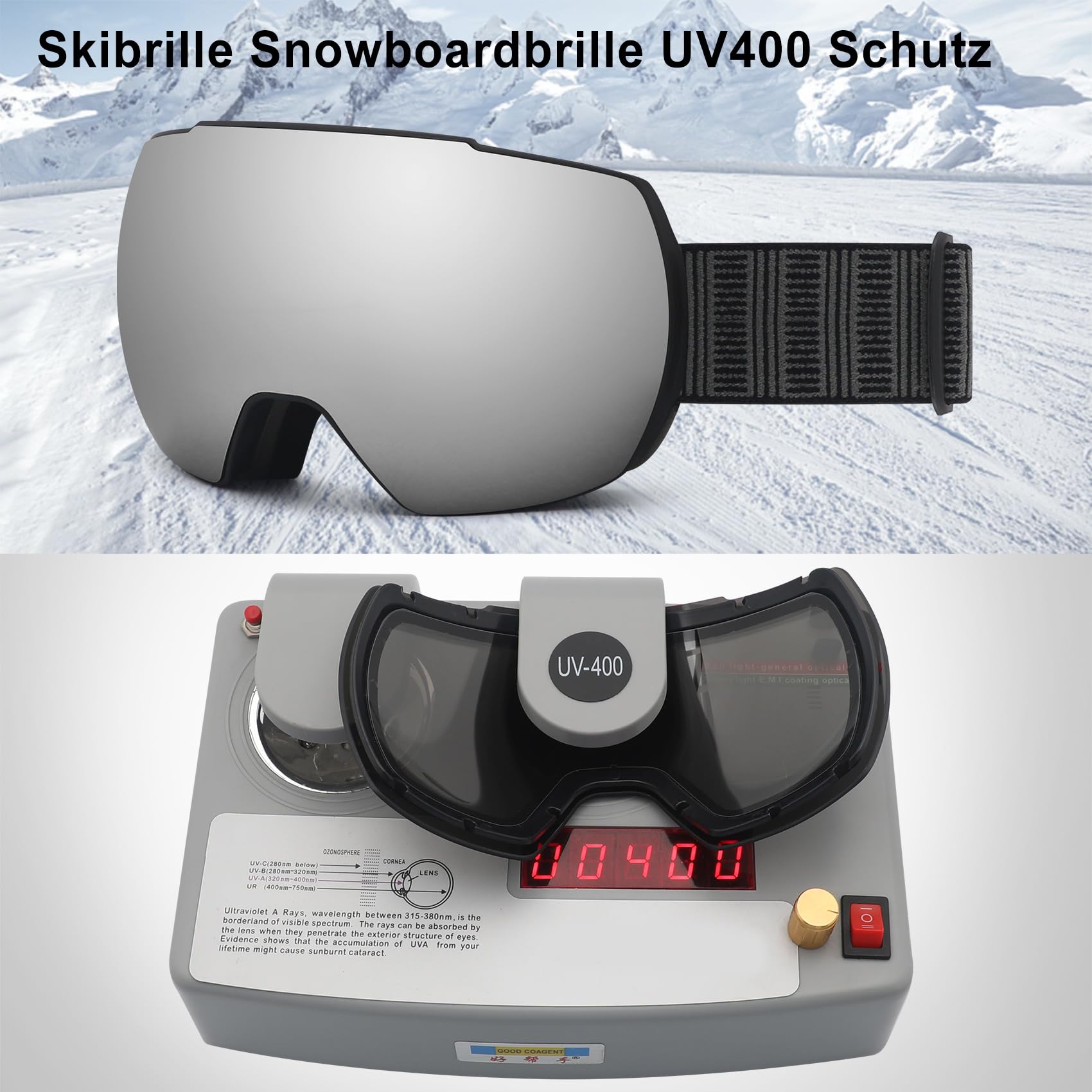 DUDUKING Skibrille Frauen Männer, Sphere Snowboard Brille für Erwachsene Jugendliche,Anti Fog Doppelte Linse UV 400 Schutz Skibrille Helm kompatibel für Skifahren Motorrad Radfahren Skaten