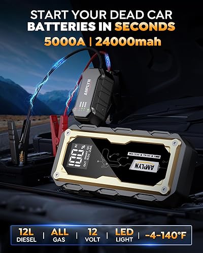 Miniatura 2 de Arrancador de coche con cargador rápido de 65 W, batería de 24000 mAh, batería de coche de 12 V, portátil, pantalla LED, impulsor de motor diesel de