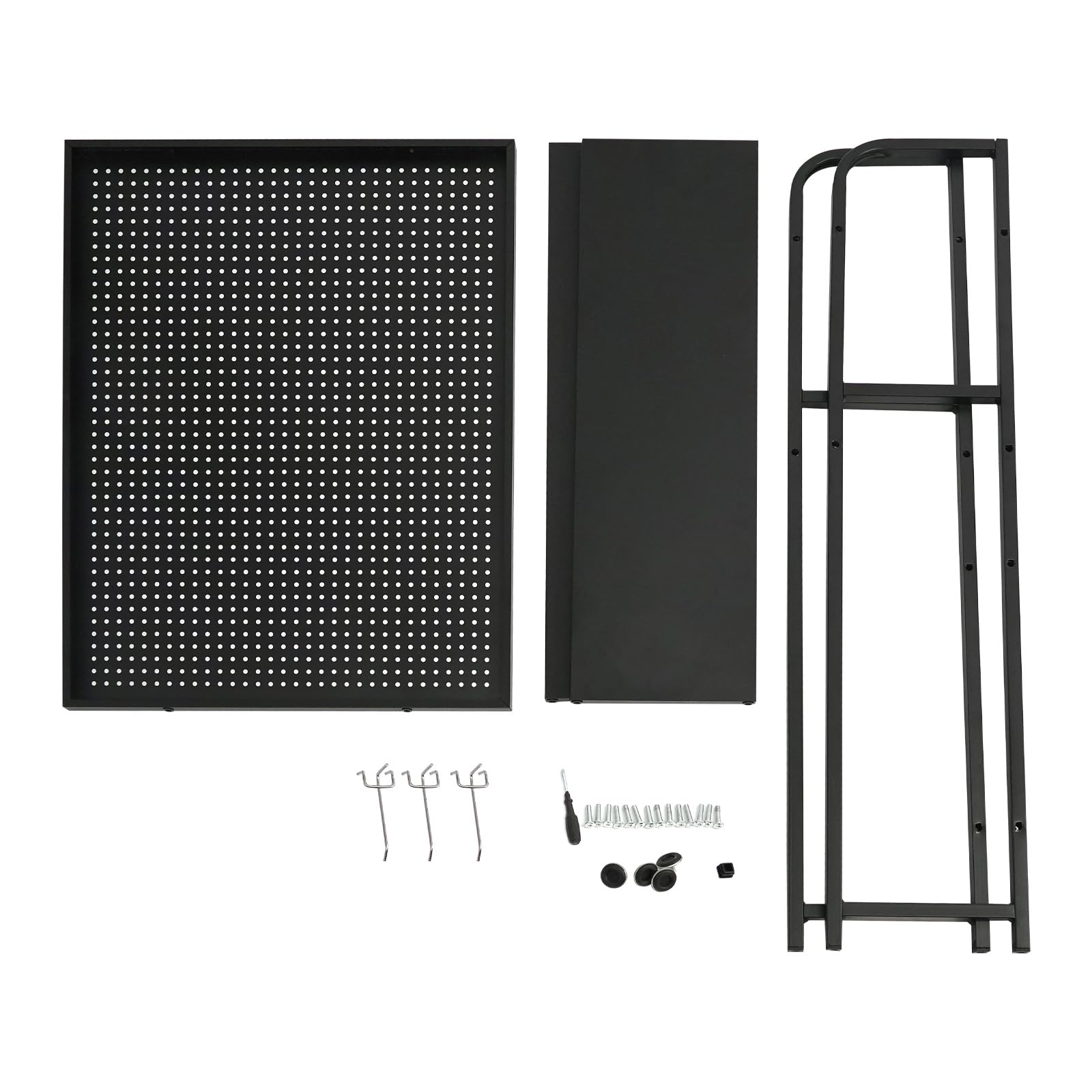 Organizer da scrivania in metallo, a 2 piani, multiuso, con fori e ganci, per riporre libri, materiale da ufficio, supporto in acciaio al carbonio, 15 mm, 75 x 20 x 98 cm