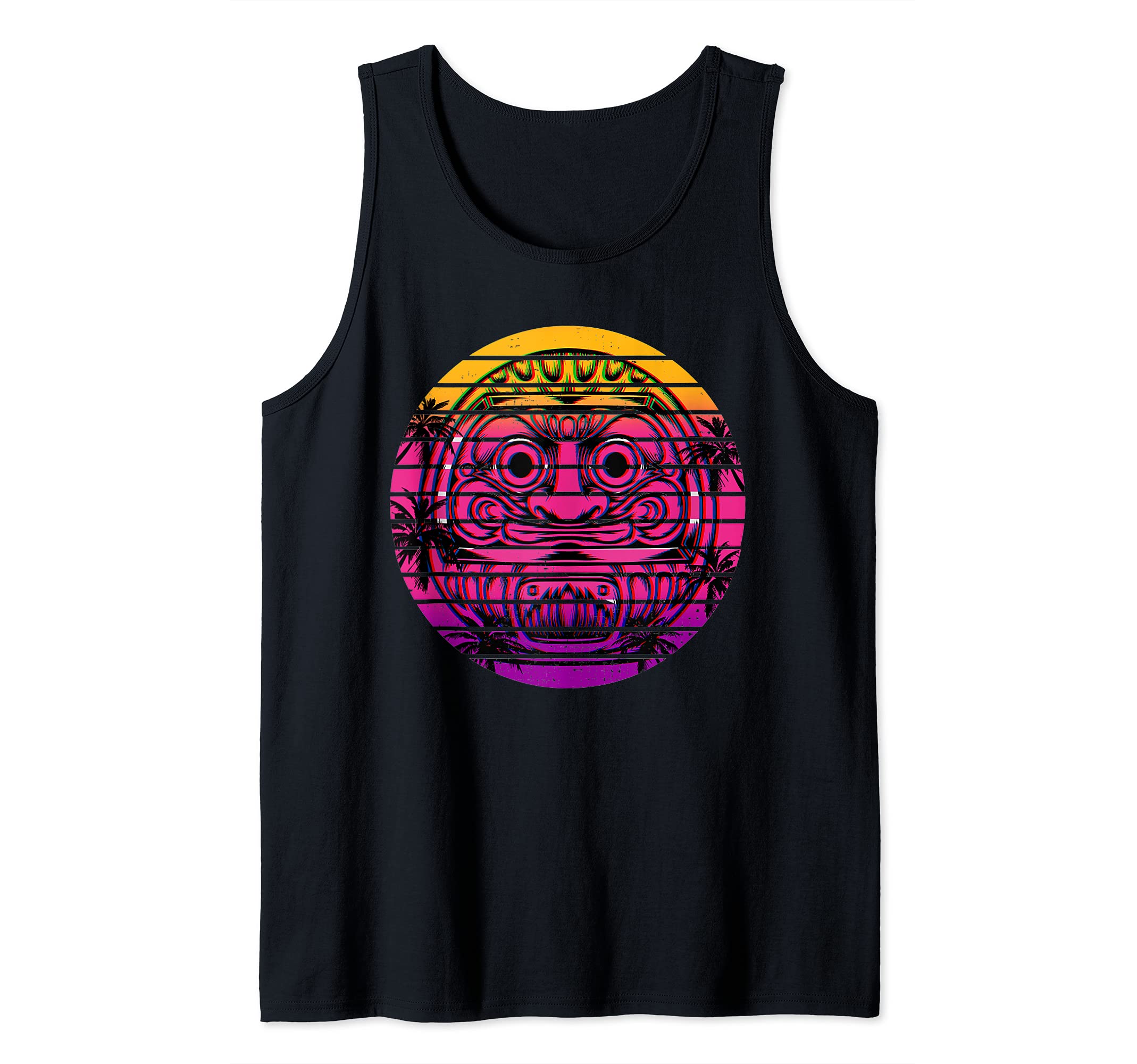 Vaporwave Aesthetic Otaku Daruma Doll Retro Kawaii Vintage Tank Top, Black