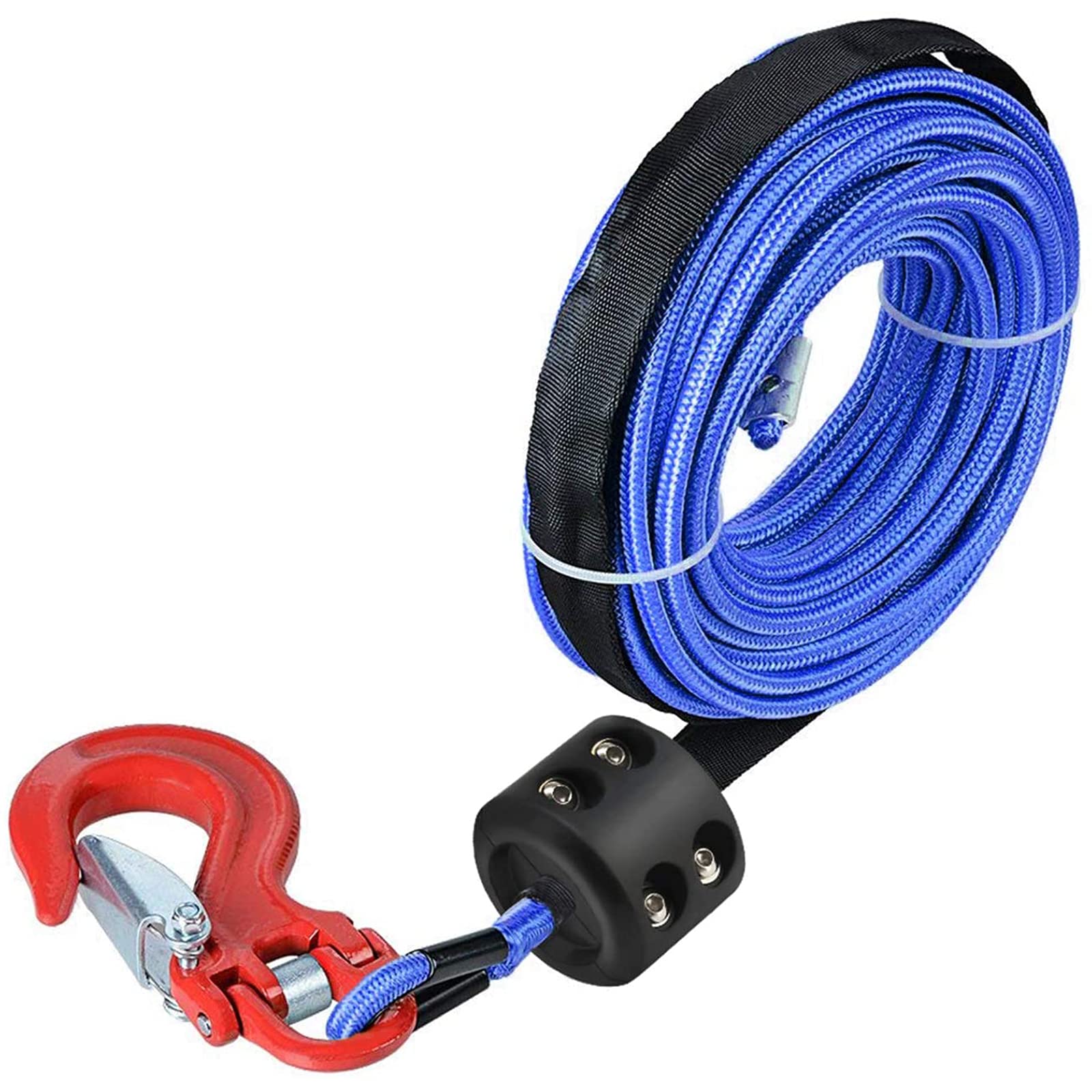 Butoir de treuil en caoutchouc robuste - Étanche - Accessoire pour treuil tout-terrain ATV UTV Offroad avec clé Allen (noir)