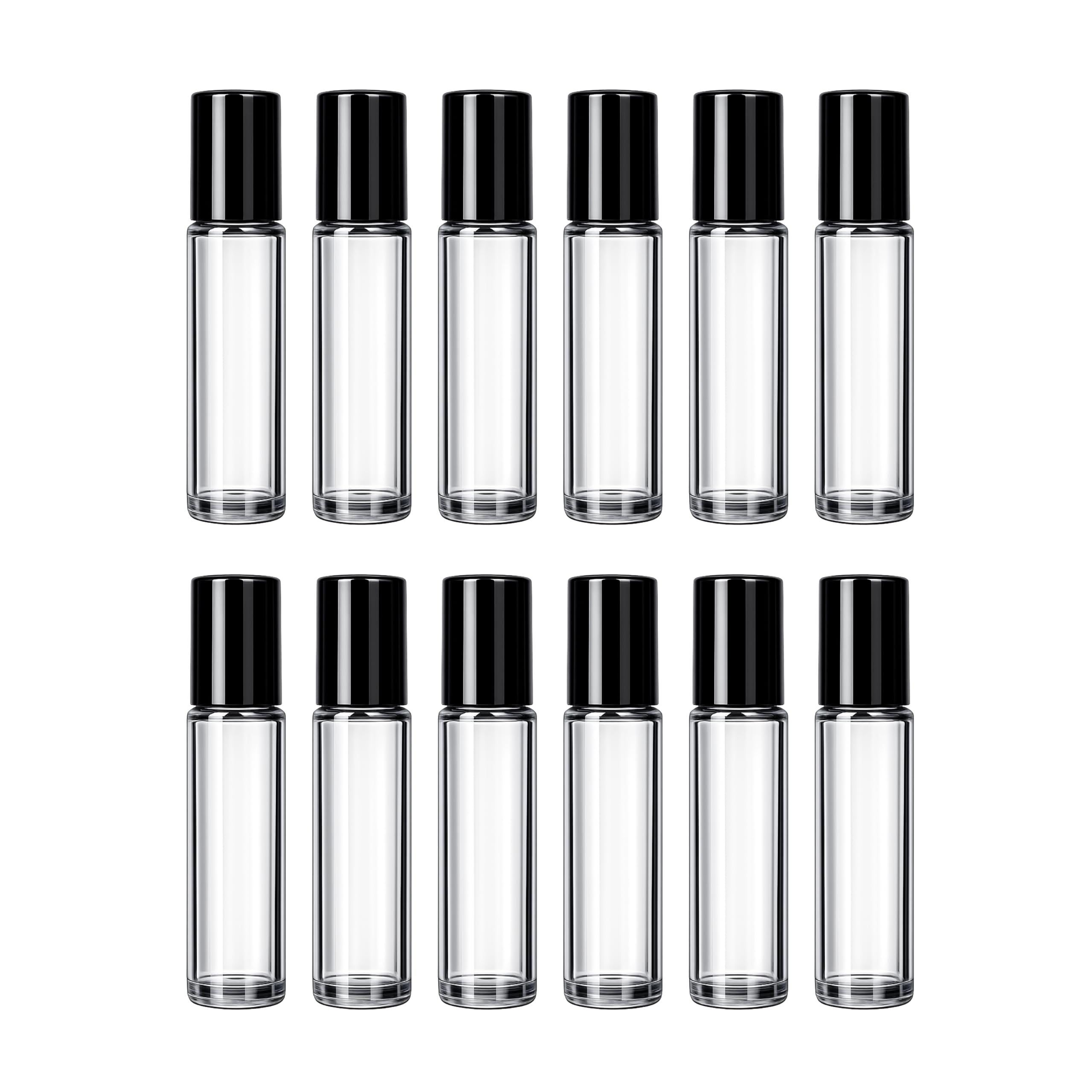 PHARCOS Classic Transparent Glass Roll On Bottles with Black Cap for Essential Oils, Perfumes, Lip Balms, Aromatherapy | Refillable Reusable & Eco- Freindly Leakproof Bottle - 10ml (Pack of 12)-image-31