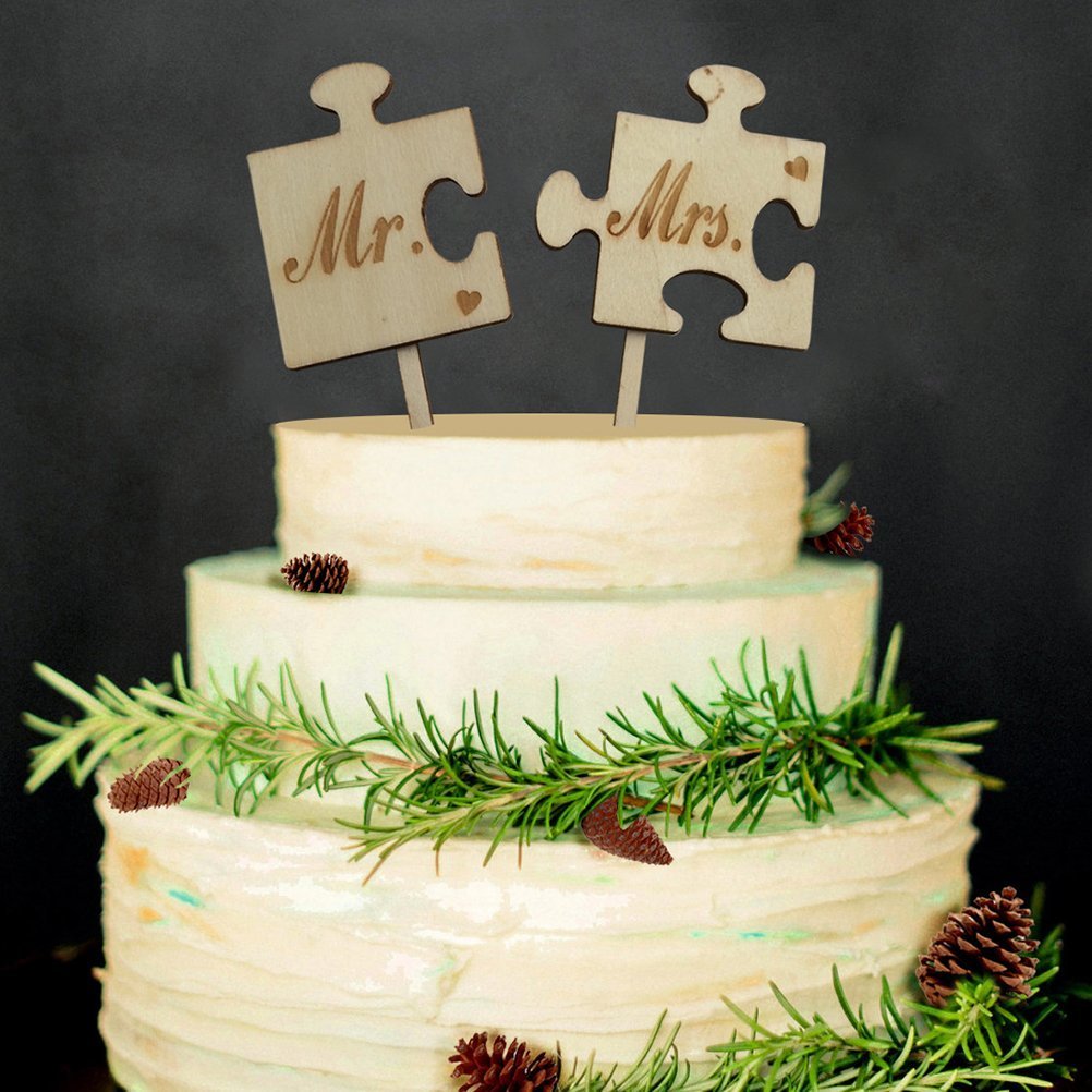 Veewon Wedding Cake Topper Mr Mrs Letter Wood Cake Topper Sticks Wedding Decor Favor