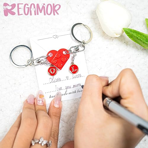 Miniatura 3 de Regamor Llavero de corazón a juego de ladrillo para pareja, novio, novia, día de San Valentín, regalo de Navidad, regalos para parejas