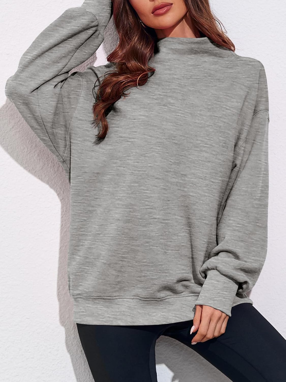 Fisoew Women's Oversized Turtleneck Sweatshirt Long Sleeve Pullover Casual Tops - Image 6