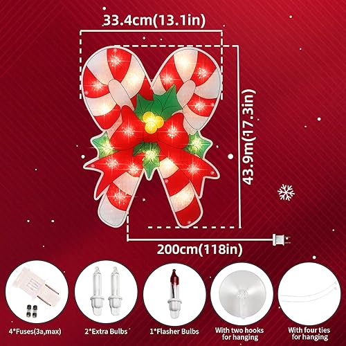 Miniatura 80 de LAMPHOME Silueta de ventana de Navidad con forma de copo de nieve de 17 pulgadas, 20 L, decoración para fiestas, hogar, patio, césped, jardín