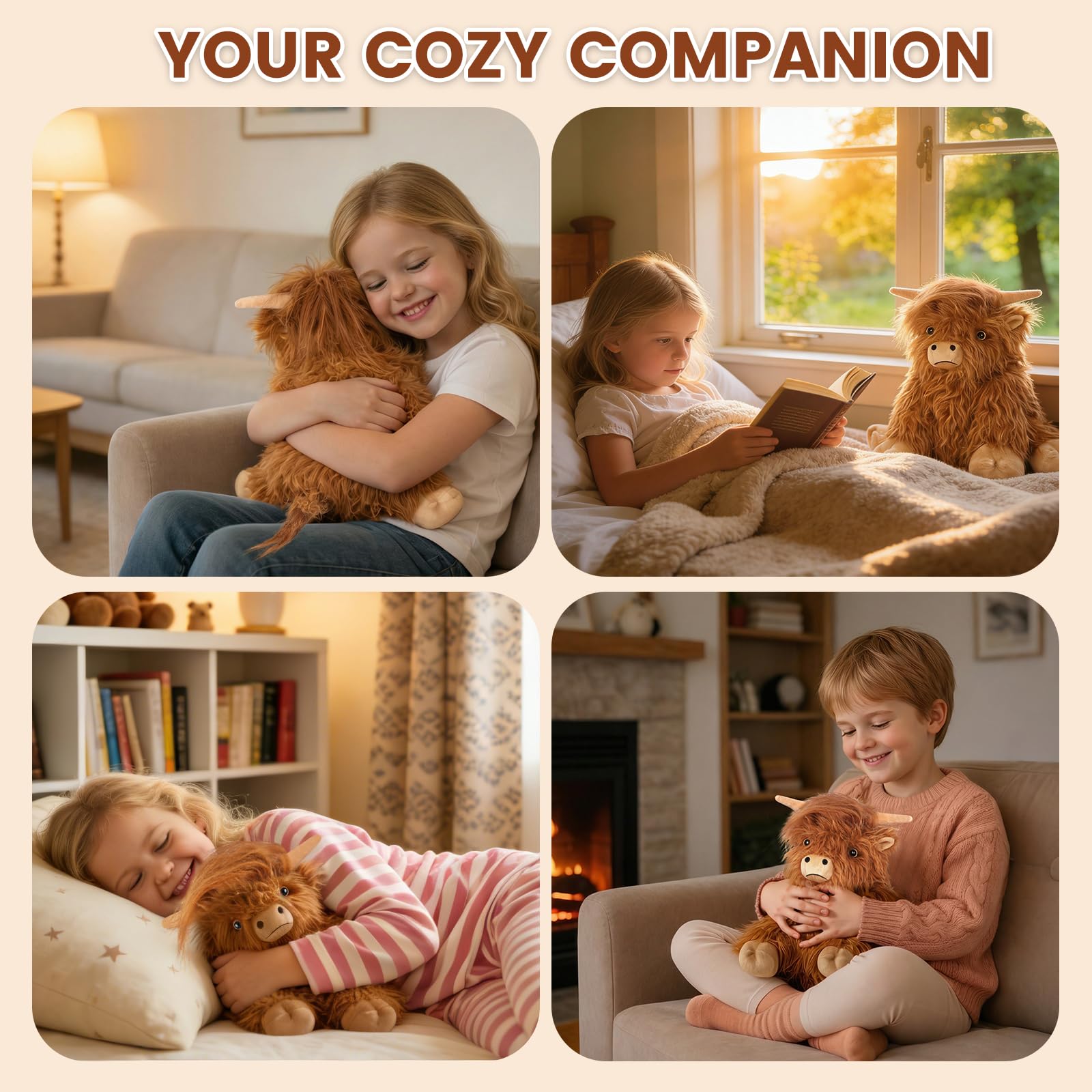 SuzziPals Highland Cow Stuffed Animals, Microwavable Stuffed Animals Heating Pad for Cramps & Pain, Lavender Scented Highland Cow Plush for Stress Relief, Stuffed Cow Gifts Plush Toys, Highland Cattle — view 7