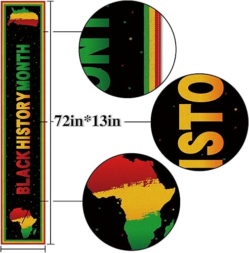 Miniatura 3 de Nepnuser Camino de mesa con el mes de la historia negra decoración de fiesta nacional afroamericana decoración para el hogar cocina comedor 72