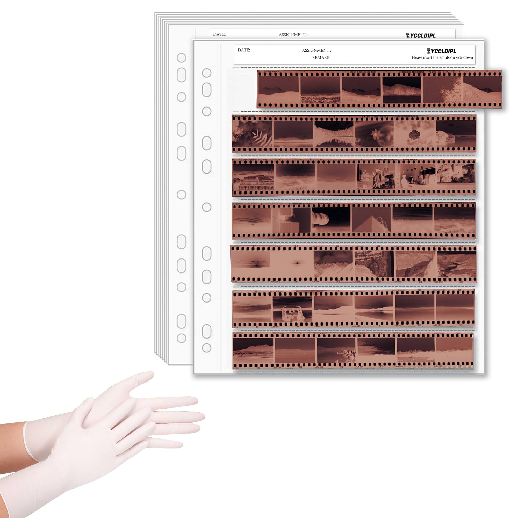 Archival Quality 35mm Negative Preservers – 50 Acid-Free Storage Sheets with Free Gloves, Compatible with Camera Film Negatives