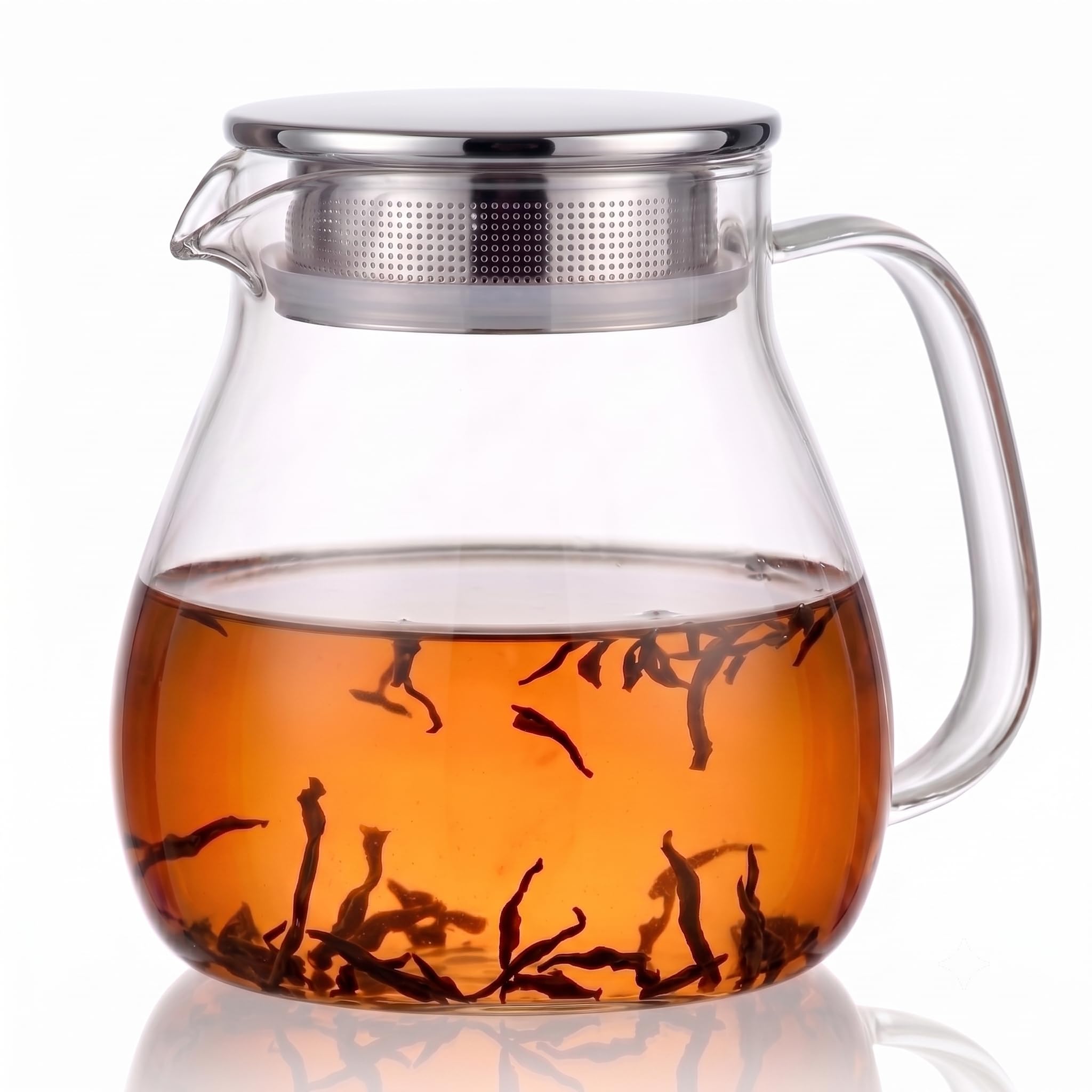 Jomop 750ml Glass Teapot – Crystal Clear Loose Leaf Tea Maker for Daily Brewing & Couples, Heat-Resistant Borosilicate, Serves 2-3 Cups, The Goldilocks Size