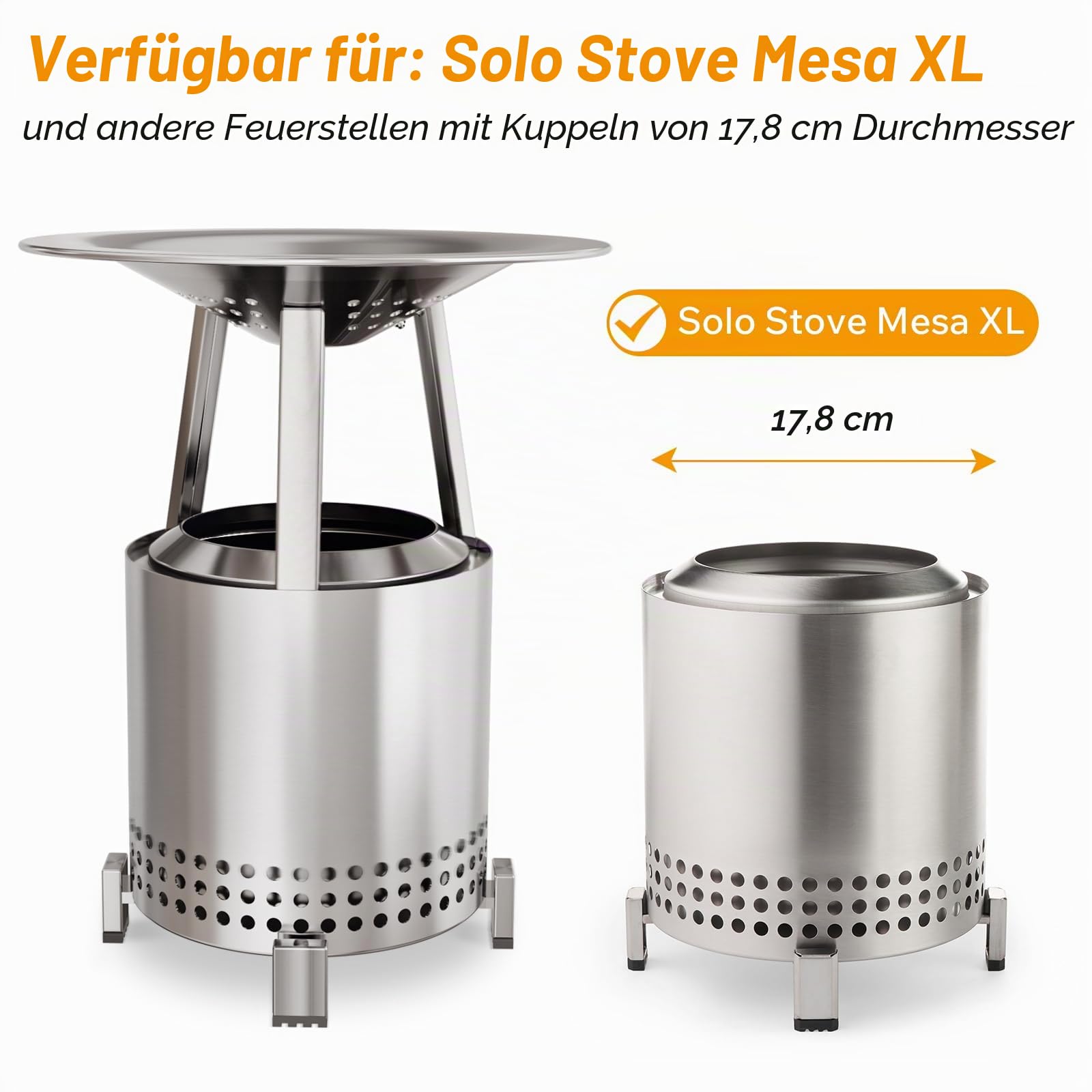 Solo Stove Mesa XL Wärmeabweiser – erweitert den Hitzeradius, fängt Wärme EIN – 304 Edelstahl – inklusive Antikoch-Clip und Aufbewahrungstasche – 27,9 cm (T) x 15,2 cm (H)