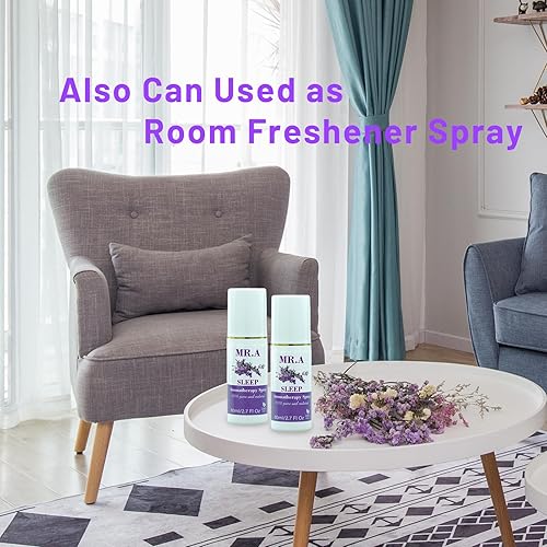 Miniatura 5 de Juego de 3 almohadas de lavanda para dormir en aerosol para habitación, niebla de almohada con aceite esencial de lavanda, línea de larga duración y