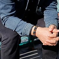 Vista 2 de HASKARE Triple Protection Bracelet, Genuine Tigers Eye Black Obsidian and Hematite 8mm Beads Bracelet for Men Women, Crystal Jewelry Stone Bracelets
