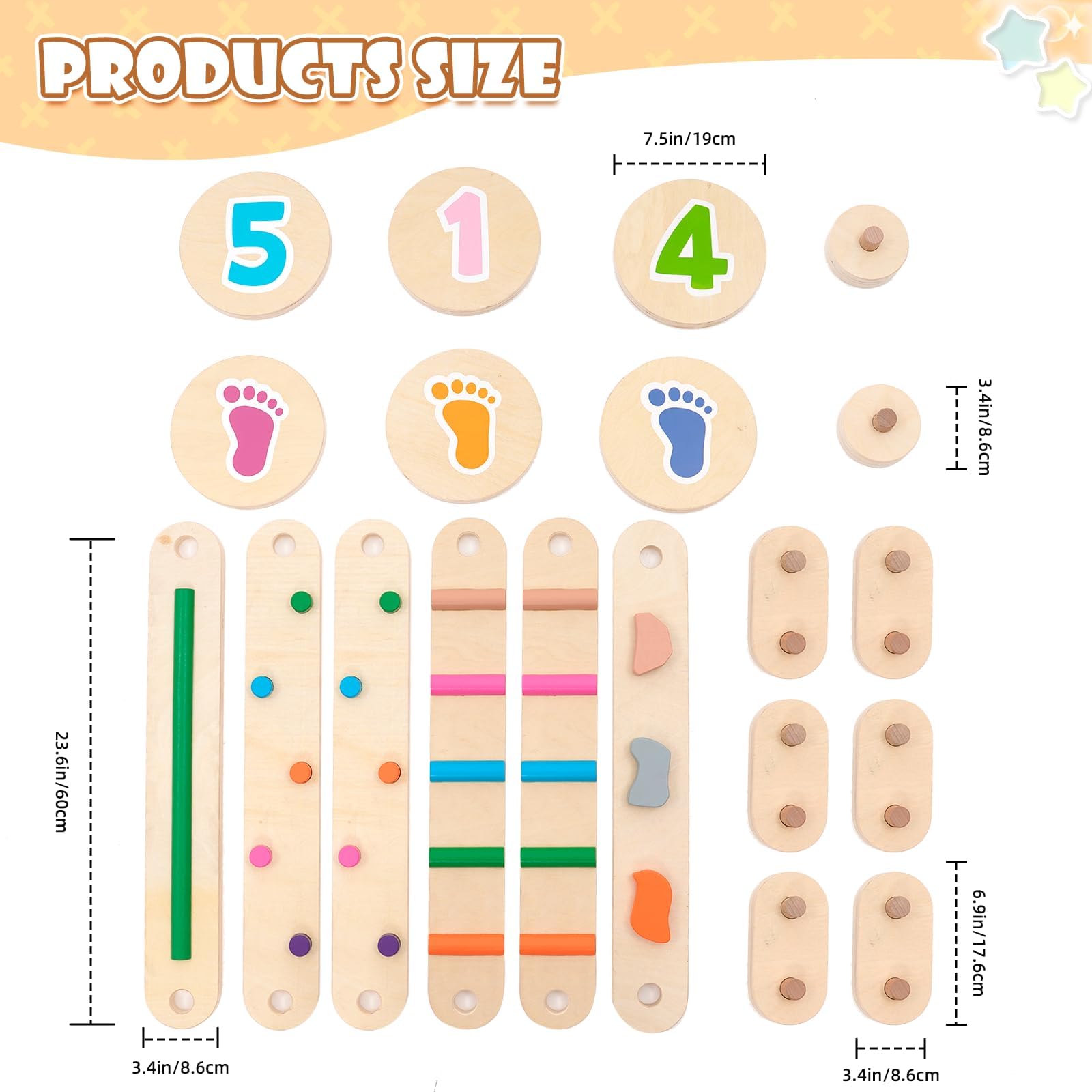 Trave Equilibrio in Legno per Bambini con 6 Pietre di Equilibrio, Giocattolo Montessori per Allenamento Dell'equilibrio per Interni ed Esterni per lo Sviluppo della Coordinazione e Della Stabilità