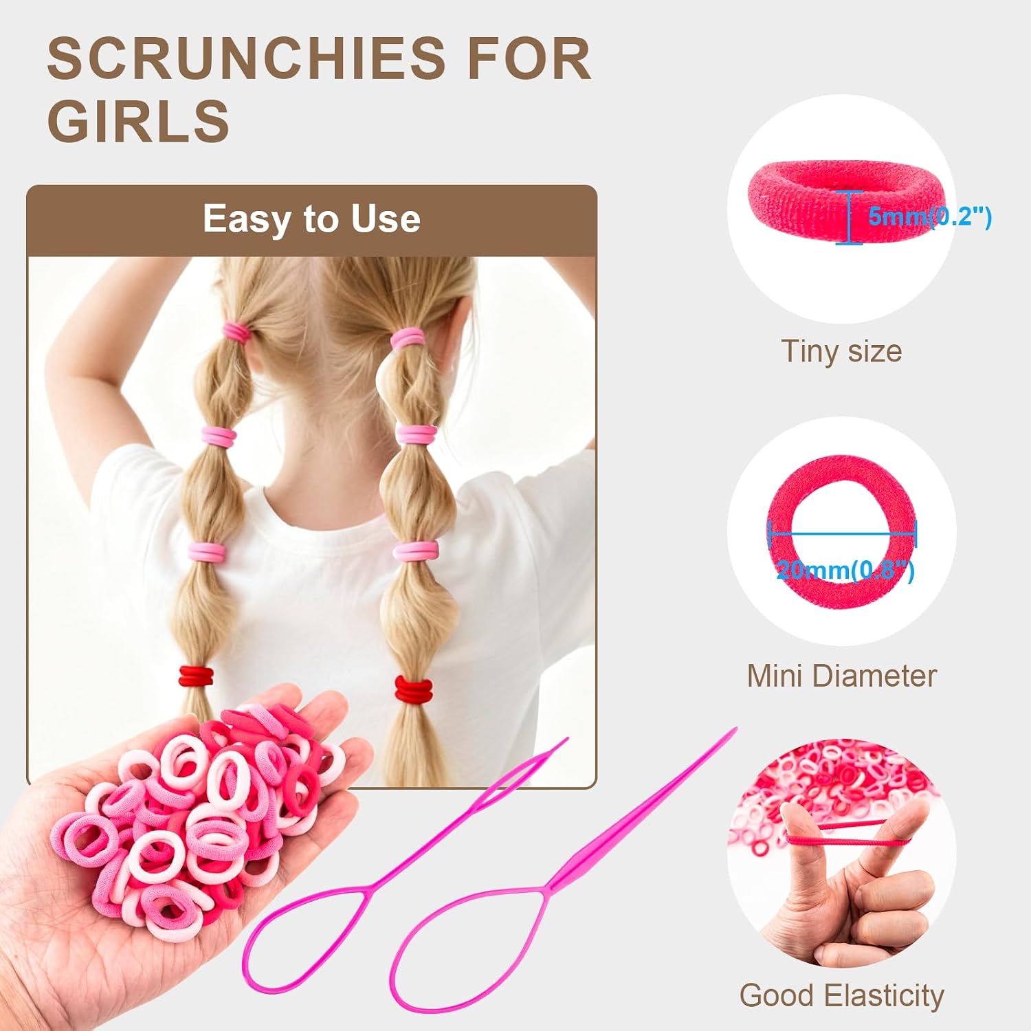 400 Pcs Toddler Hair Ties, Small No Damage Elastic Hair Bands thumbnail