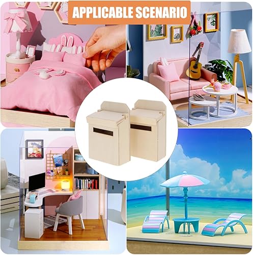 Miniatura 6 de Mini buzón – 6 piezas de madera casa de muñecas accesorios para casa de muñecas DIY micro paisaje decoración cosas mini buzón de madera muebles en