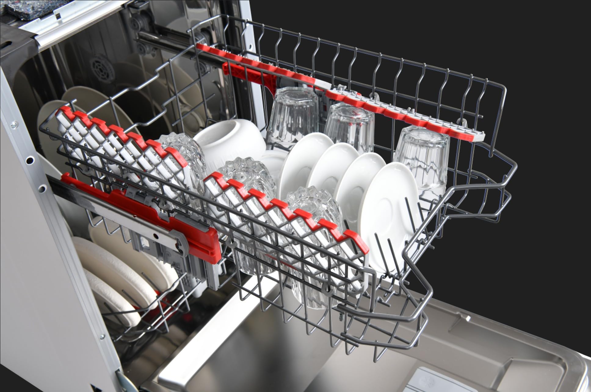 Sharp QW-NS1EI47EX-DE Geschirrspüler vollintegrierbar 45 cm 10 Maßgedecke E 47 dB Active Drying Hygiene 70°C Edelstahl