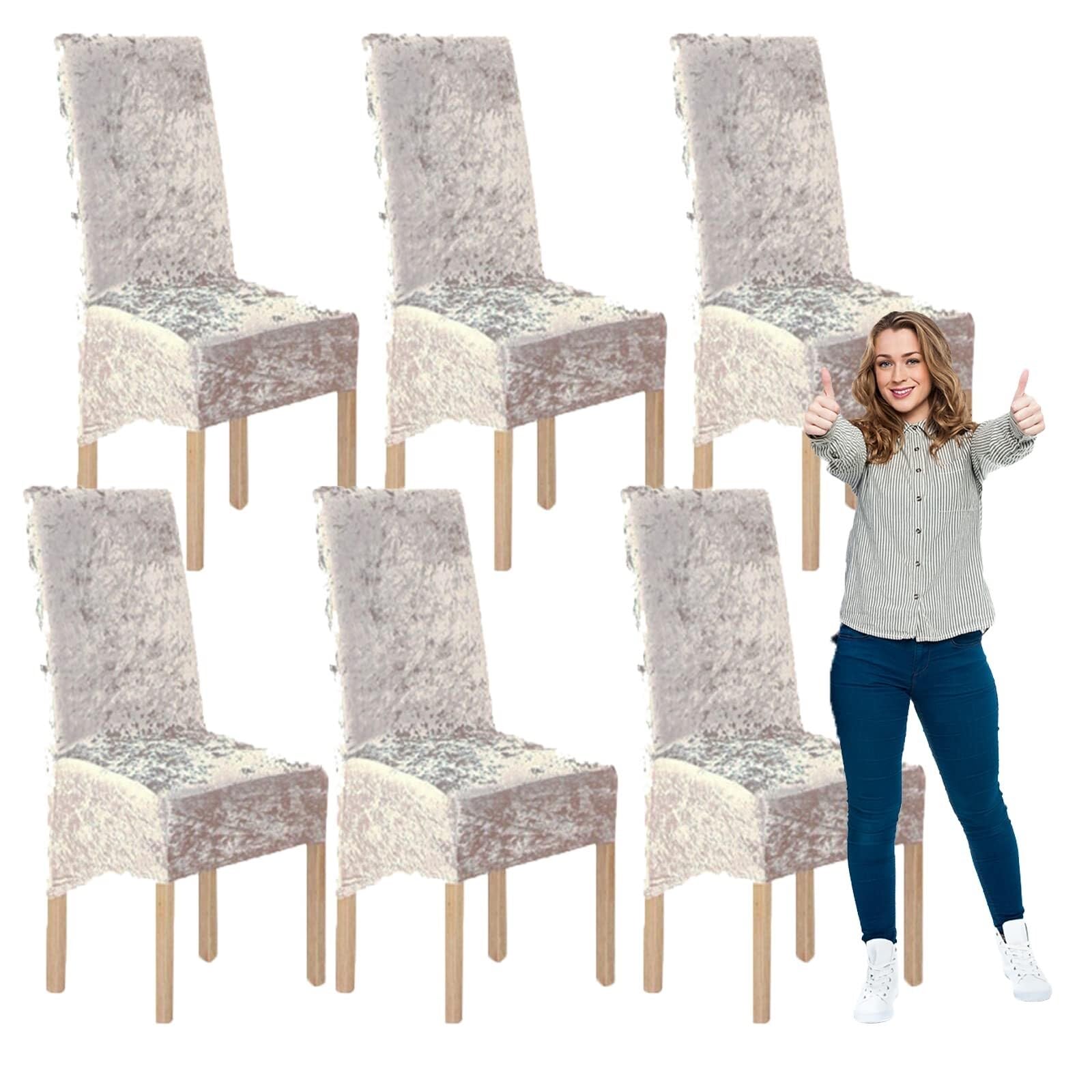 NMVAWIPT Crushed Velvet Dining Chair Covers Elastic Stretch Washable Removable Protective Seat For Wedding Banquet Party(#68,6pcs)