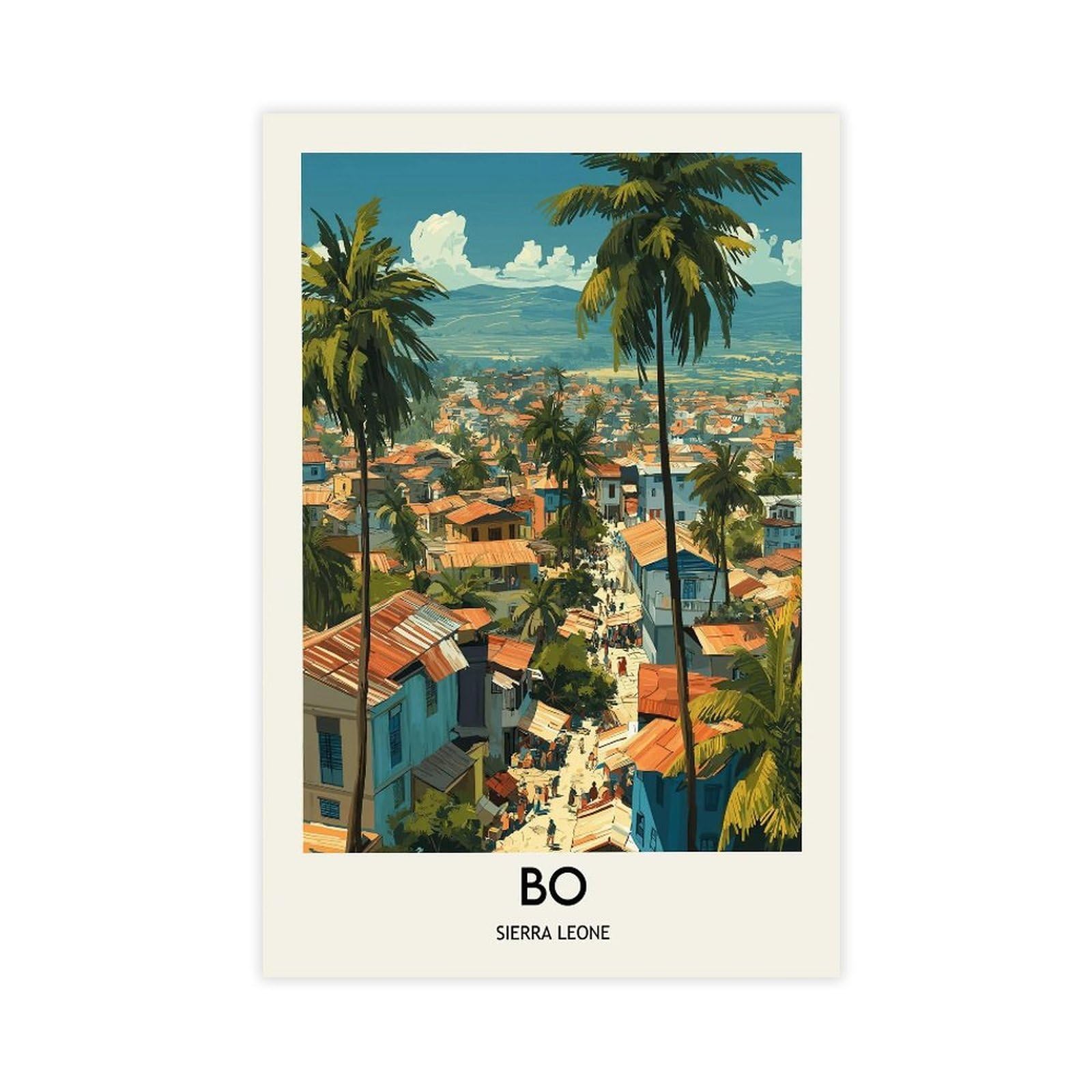 Qzfncoyu Bo Sierra Leone Poster Retro Canvas Poster Bedroom Decor Landscape Office Room Decor Gift 12X18inch(30X45cm)