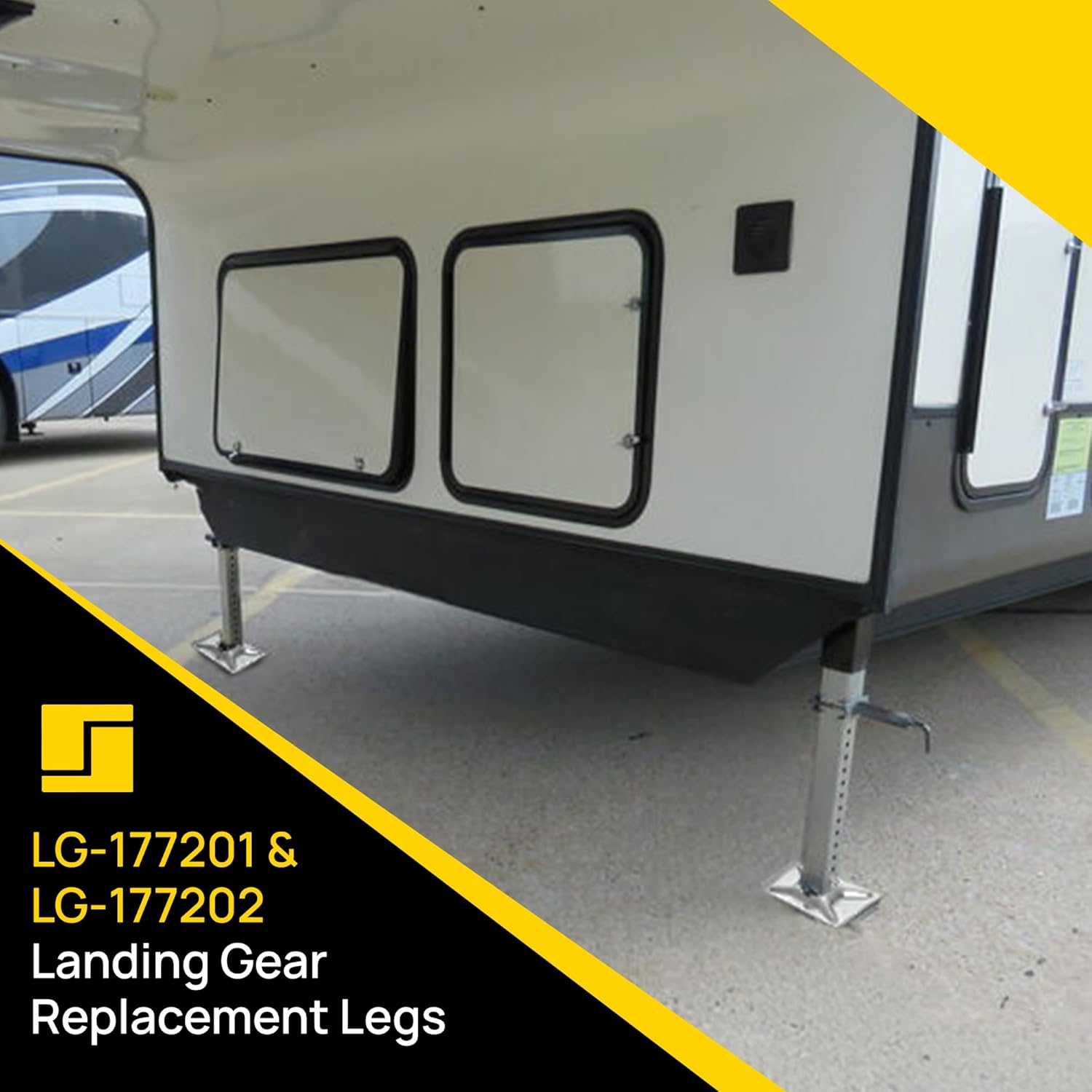 Stromberg Carlson LG-177202 Venture Lead Leg - 5th Wheel Landing Gear Replacement for RV, Camper & Trailer - Compatible with Venture, Lippert & Pac-Rim - Pin Included - Black, 33.5" Leg