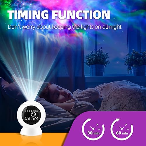 Miniatura 6 de LitEnergy Alarm Clock Star Projector for Kids Bedroom, Bluetooth Speaker and White Noise Galaxy Lamp, Starry Night Light with Timer and Remote