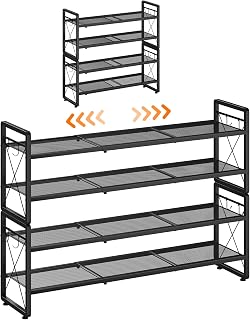 ELYKEN Shoe Rack, 4-Tier Expandable Shoe Organizer, Shoe Shelf for Closet