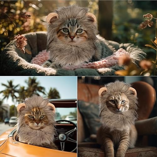 Miniatura 7 de Disfraz de Halloween de melena de león para gatos pequeños y cachorros, disfraz de mascota para Halloween, cumpleaños de gato, cosplay de gato,