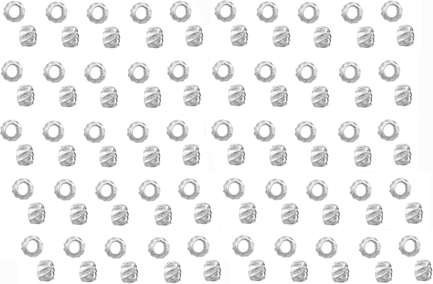 JewelrySupply Corrugated 2mm Crimp Beads Silver Plated (Package of 100)