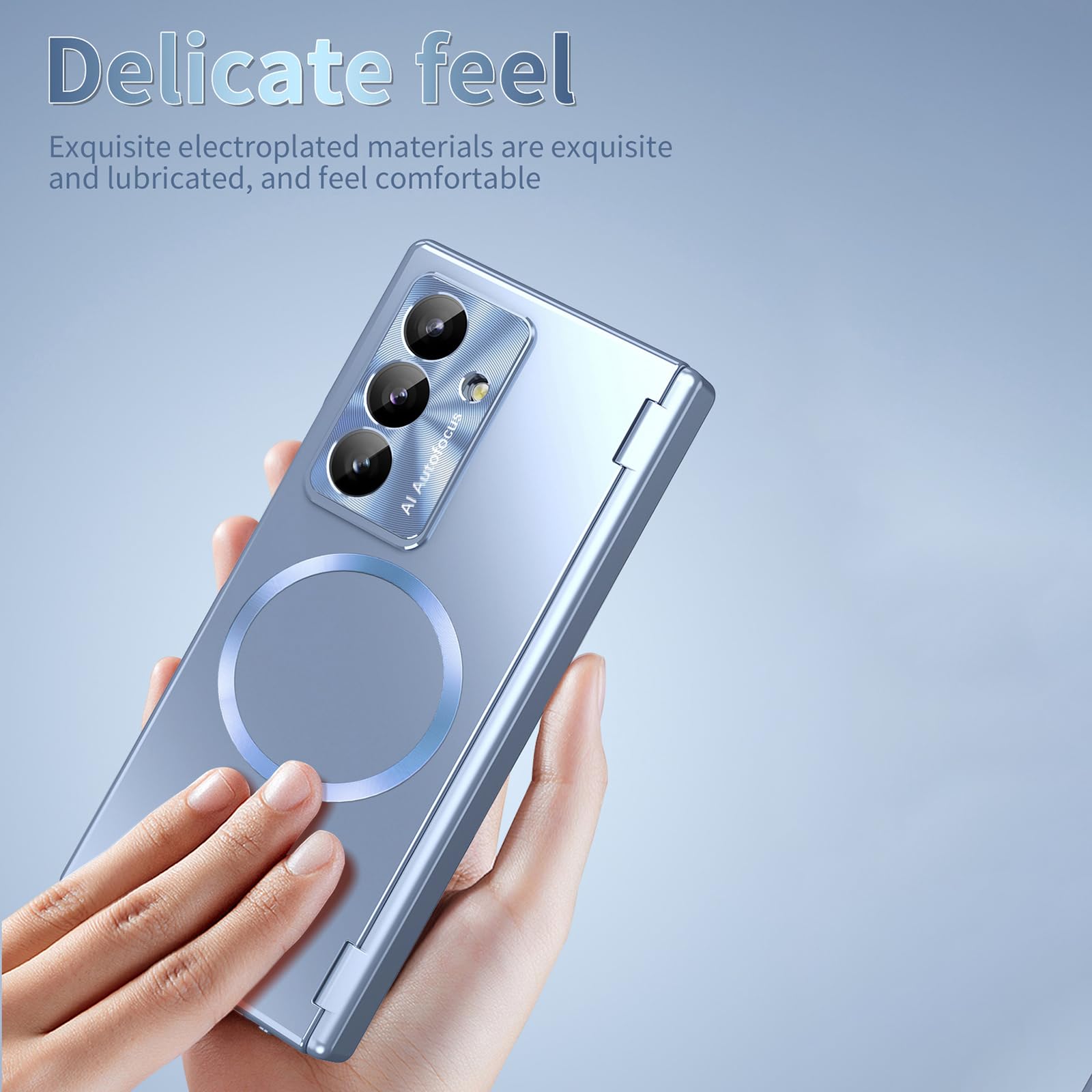 Magnetisch Hülle für Samsung Galaxy Fold 8 Ultra, Galvanik Gefrostet | All-inclusive Glas Bildschirm Objektiv Scharnier Schutzhülle mit Stift Halter Handyhülle,Schwarz,Fold 8 Ultra