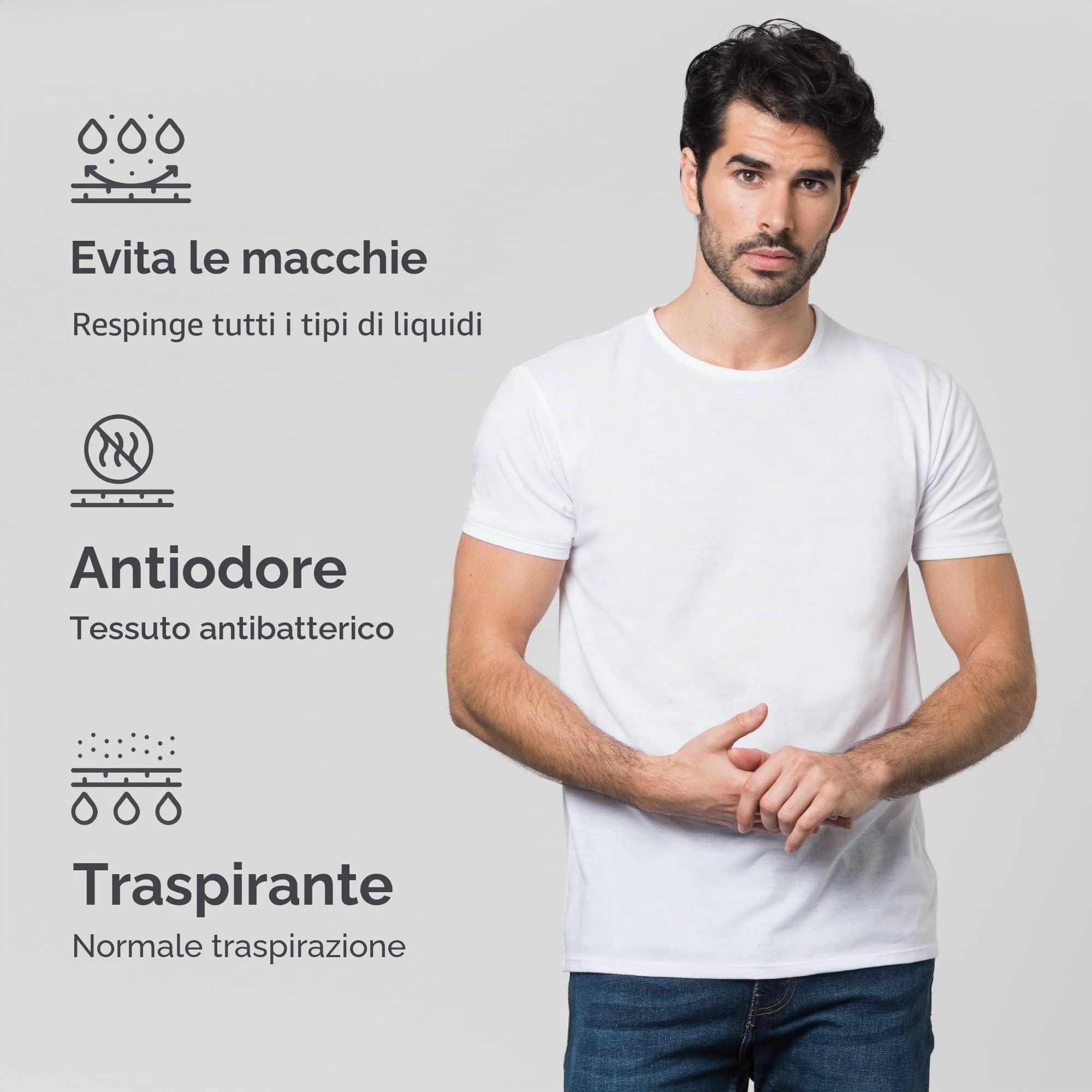 Maglietta a Prova di Sudore Sutran, Assorbe e Fa evaporare Il Sudore, a Prova di Macchia, a Prova di Odore, Anti-Sudore, Anti-Macchia, Anti-Odore, 100% Traspirante