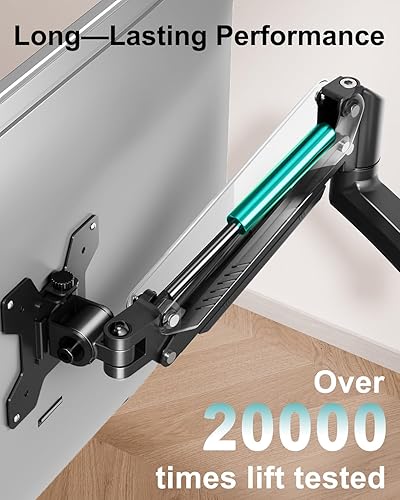 Miniatura 6 de Soporte de monitor doble para escritorio, brazos de monitor más altos para 2 pantallas de hasta 32 pulgadas, soporte ergonómico ajustable para