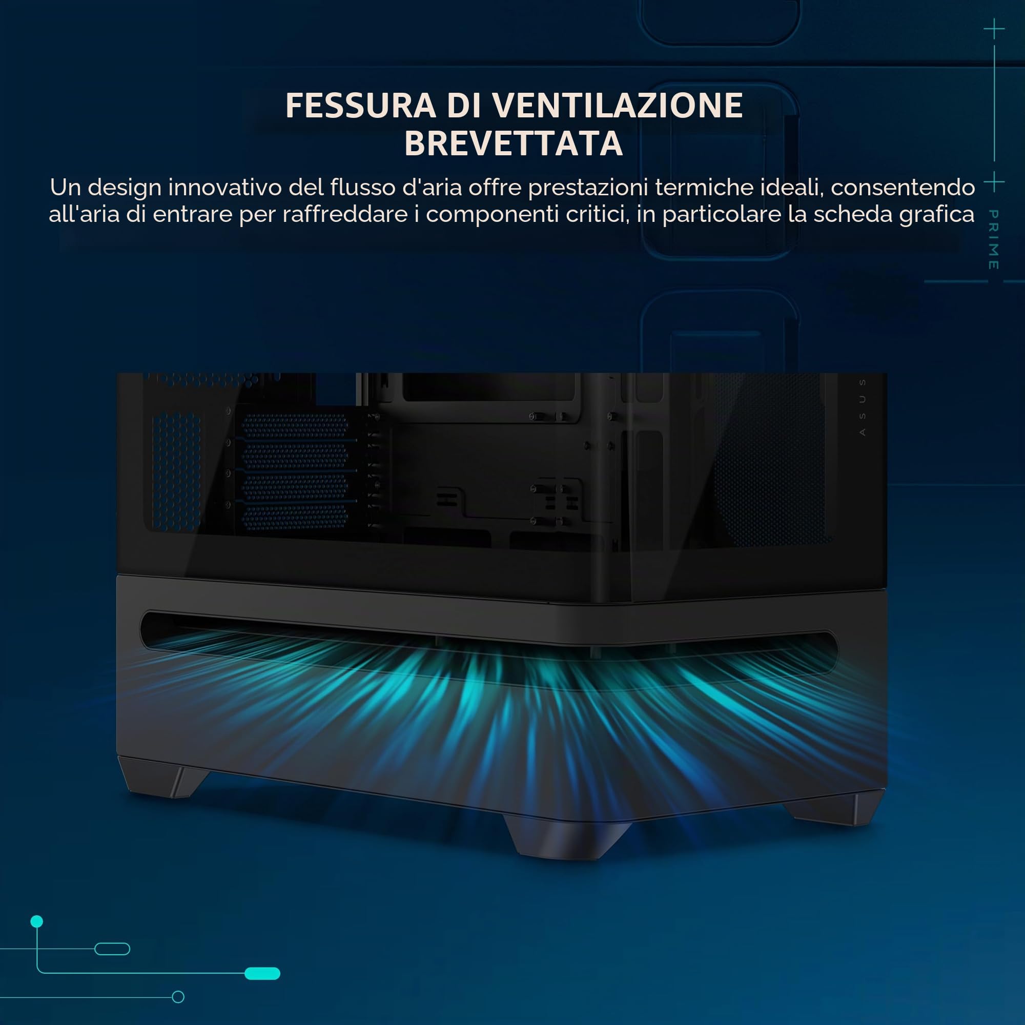 ASUS Prime AP202 ARGB, Case mATX, Pannelli Tool-Free, Supporto per Dissipatori da 360mm, Schede Grafiche da 420 mm e Alimentatori da 200 mm, 3 Ventole ARGB Integrate, Porta USB-C, Nero
