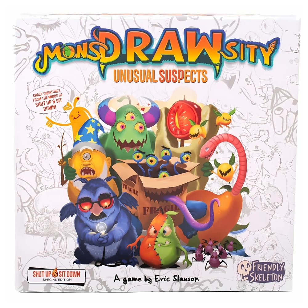 Amazon.com: Friendly Skeleton, MonsDRAWsity The Board Game Bundle: Unusual  Suspects, SUSD Draws & Technically Difficult Expansion, and Enamel Pin (3  Items) : Toys & Games