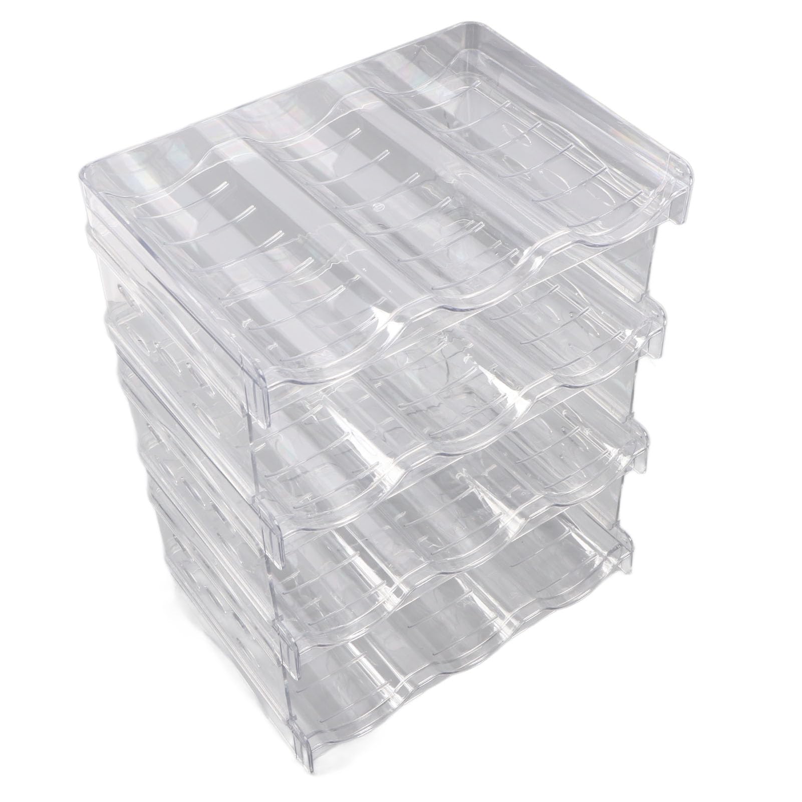 Juego de nizadores apilables para botellas de agua, 4 piezas, soporte triple desmontable para cocina, despensa y gabinete, almacenamiento de plástico transparente para botellas y latas