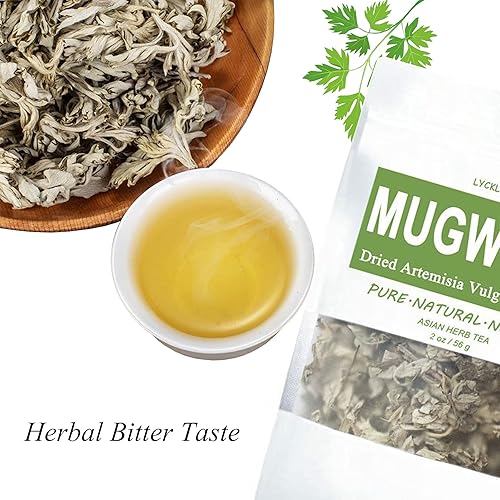 LYCKLIGA - Té de artemisa, hojas de artemisa secas orgánicas a granel), Artemisia Argyi pura, té de hierbas chino tradicional, 2 onzas (1.98 oz)