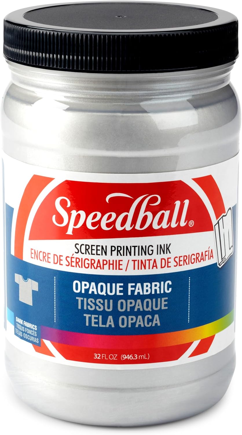 Speedball, 4827, Opaque Fabric Screen Printing Ink, 32 Fl oz., Silver